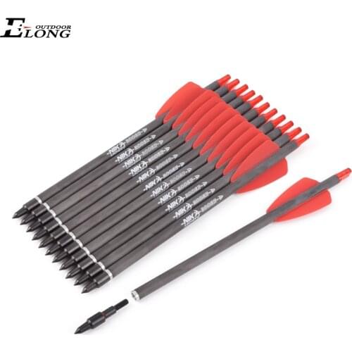 24PCS 7.5" Crossbow Bolts Carbon Arrows 2" Red Vanes with 100grain Broadhead for COBRA SYSTEM R9 (Not Including Cross Bolt)