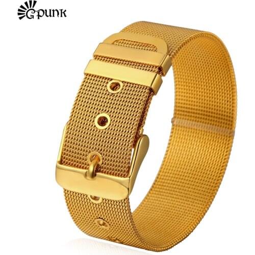 Men Wrist Bracelet Stainless Steel Bracelet Link Buckle Punk High Quality Jewelry 3 Options Resizable New Design Bangle H501G