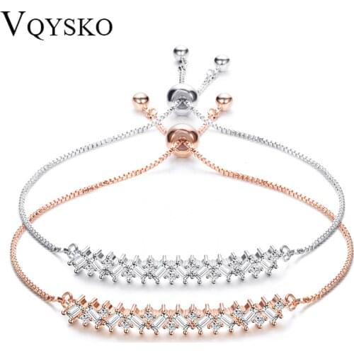 Top Quality Bracelets & Bangles for Women Adjustable Charm CZ Rose Gold Color Jewelry gift