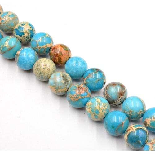 Natural Stone Lake Blue Sea Sediment Turquoises Round Beads Wholesale Loose Beads for Jewelry Making Accessories 4-12mm DIY