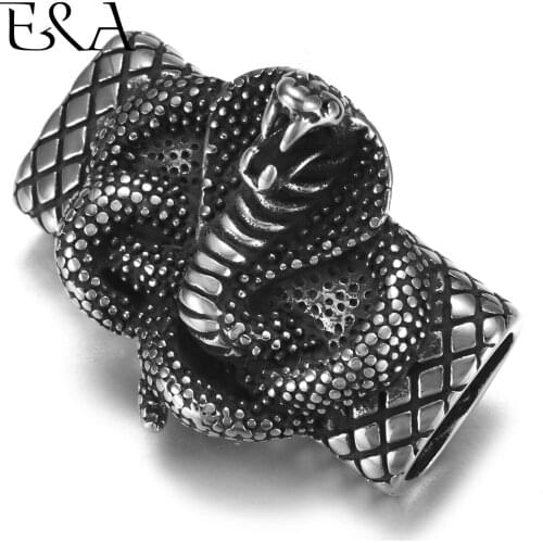 Stainless Steel Slider Beads Cobra 12*6mm Hole Slide Charms for Men Leather Bracelet Punk Jewelry Making DIY Supplies