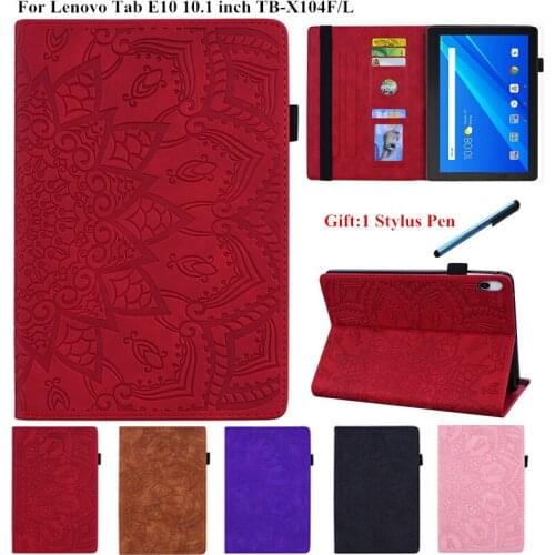 3D Flower Embossed Case for Lenovo Tab E10 10.1 TB-X104F TB X104F TB-X104L Flip Stand Tablet Cover for Funda Lenovo Tab E10 Case