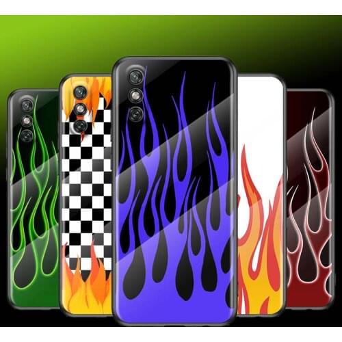 Tempered Glass Cover Neon Flames Fire For Huawei Y6 Y7 Y9 Y5P Y6P Y8S Y8P Y9A P Smart Z 2019 2020 2021 Phone Case