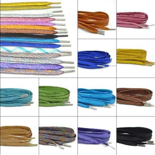 Colorful Flat Shoe laces Fashion Glitter Shoelaces for Athletic Running Sneakers Shoes Boot 1 CM Width Shoelace Strings 25 Color