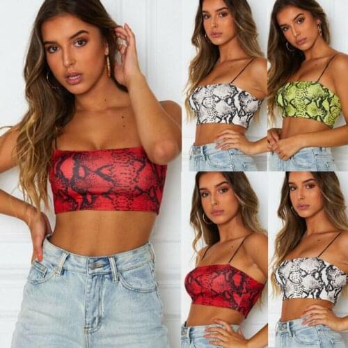 Women Sexy Sleeveless Crop Tops Tee Snake Skin Print Tant tops Bodysuit Shirt Vest sling платье