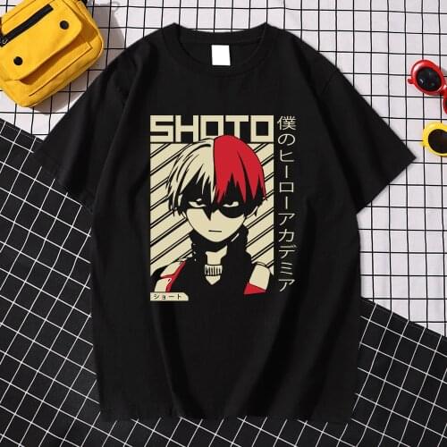 My Hero Academia Japanese Anime Todoroki Shoto T Shirt Brand Loose Summer Printed T Shirts Men Cool Street Short Sleeve Tshirt