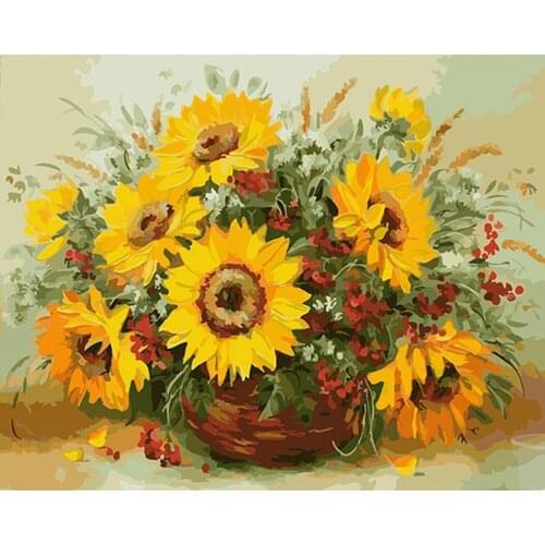 GATYZTORY diy frame Colorful Sunflower DIY Painting By Numbers Modern Wall Art Picture Unique Gift With Box Send For Home Decor