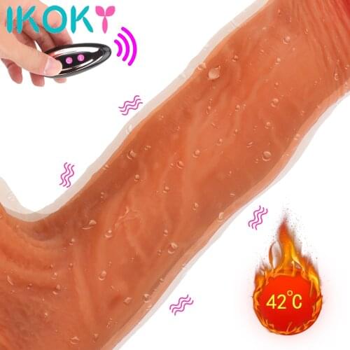 Flexible Soft Silicone G-spot Realistic Dildo Vibrator 10 Frequency Female Masturbation 42°Heating Remote Telescopic Vibrators