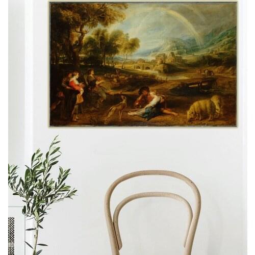 Citon Peter Paul Rubens《Landscape with a Rainbow》Canvas Oil Painting Artwork Poster Picture Wall Decor Home Interior Decoration