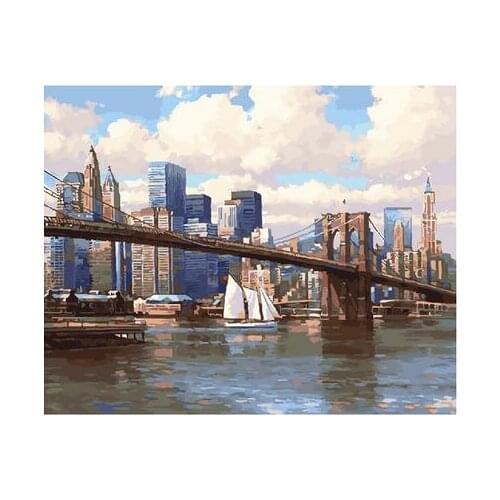 Brooklyn bridge Landscape Painting by Numbers Diy Oil Canvas Painting Wall Art Coloring By Numbers Digital Painting Home Decor