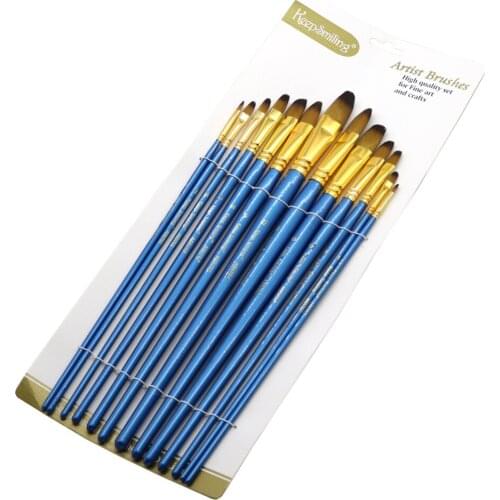 Brand New 13 pcs/set Oil Brush Watercolor Brush Large High quality Nylon Hair Wooden Handle Painting Tools
