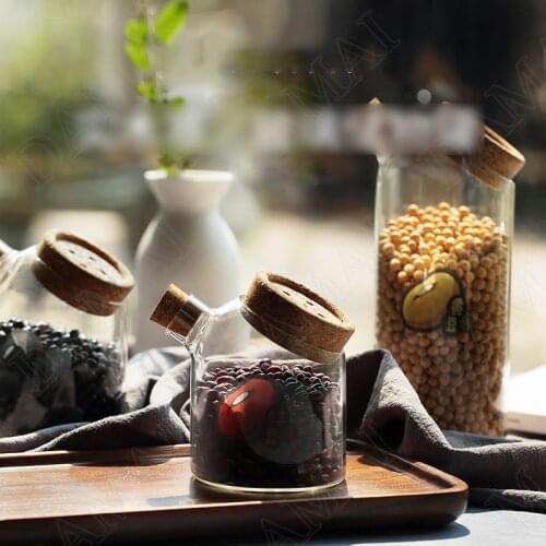 Creativity Glass Storage Jar Cork Candy Jar Seal Tea Cereal Dispenser Caddy Japanese-style Transparent Kitchen Organizer Tank
