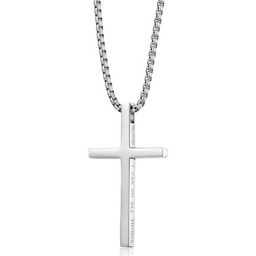 Stainless Steel Philippi Book Cross Black Pendant Necklace Religious Cross Christ Jewelry Gift For Him with Chain