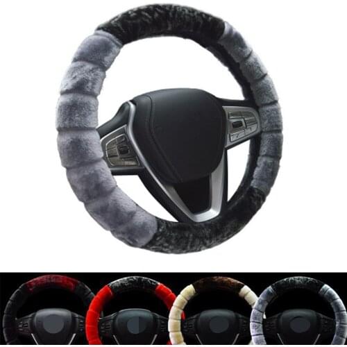 M 37-38cm Car Steering Wheel Covers Winter Warm Soft Short Plush Styling Universal Interior Accessories Car-styling