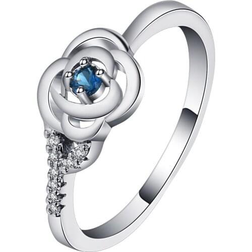 Fashion Silver color Rings Flower Design engagement Ring with AAA Austrian Cubic Zirconia for Women jewelry