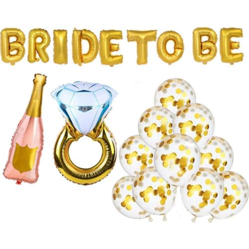 Bridal Shower Kit - Party Supplies Kit include Diamond Ring and Bride to Be Foil Balloon,Rose Gold Wine Bottle Foil Balloon