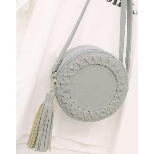 New Fashion Women Tassel Round Weave Cross Body Bags Messenger Ladies Cute Roll Shoulder Bag New