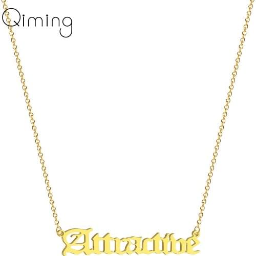 Stainless Steel Attractive Fashion Necklace Ancient English Words Handmade Simple Jewely Gold Letter Best Friend Necklaces Gift