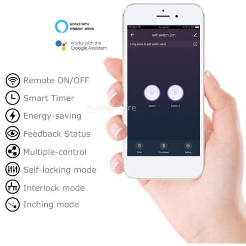 Plastic WiFi Relay Inching Self-Locking Interlock Work with Alexa Google