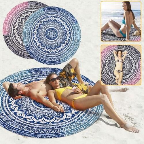 Beach Towel Large Sand Proof Beach Blanket Circle Meditation 58inch Outdoor Toys For Children Adult Summer Beach Blankets Round