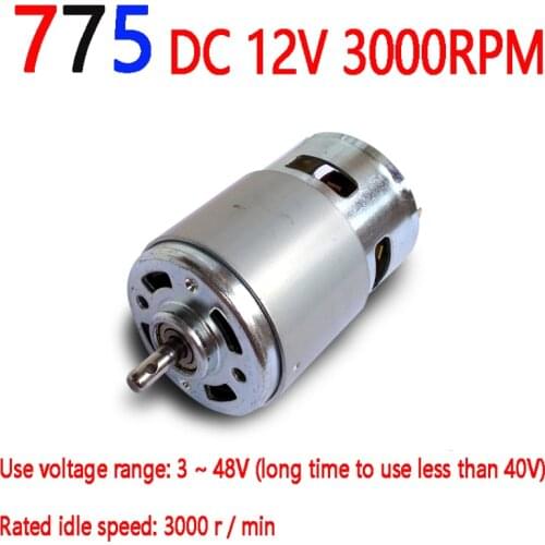DC 12V 3000RPM Round shaft High Speed 775 Motor Low Noise DC 6V 12V 24V 36V 48V Large Torque Motor Ball Bearing Tools