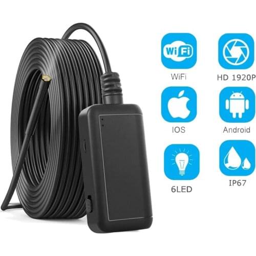 HD1920P 5MP Wifi Industrial Pipe Endoscope 5.5MM Lens IP67 Waterproof Hard Cable Wi-Fi Integrated Endoscope For Android iPhone