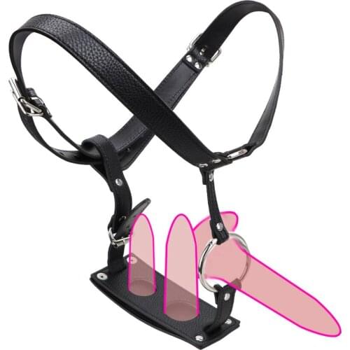 Sexy Lingerie Leather Panties BDSM Anal Butt Plug Fixed Harness Panties Male Chastity Belts Device With Cock Penis Ring Sex Toys