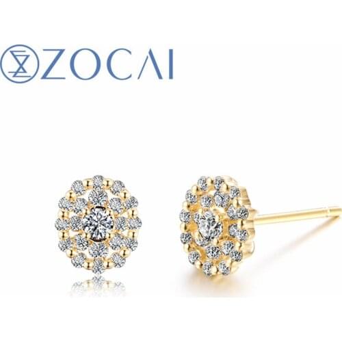 ZOCAI Brand Diamond Earrings Real Certificated 0.28 CT Diamond 18K Yellow Gold (AU750) Engagement Earrings JBE90242T
