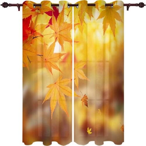Home Kitchen Curtains Autumn Red Maple Leaf Bedroom Living Room Curtains Outdoor Gazebo Garden Terrace Decorative Curtains