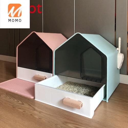 Modern Litter Box Fully Enclosed Drawer Cat Toilet Oversized Deodorant Splash-Proof Litter Box Cat Supplies
