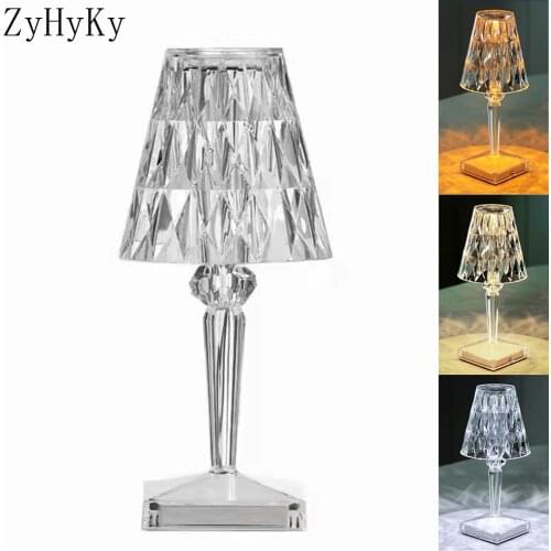 3 Color 5V USB Crystal Diamond LED Night Light Table Bedside Lamp For Bedroom Acrylic Decoratiol Table Bed Lamps Home Party