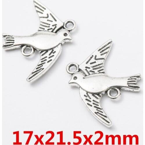 60pcs wholesale 17*21.5mm zinc alloy vintage birds connectors diy jewelry making for earrings necklaces di167