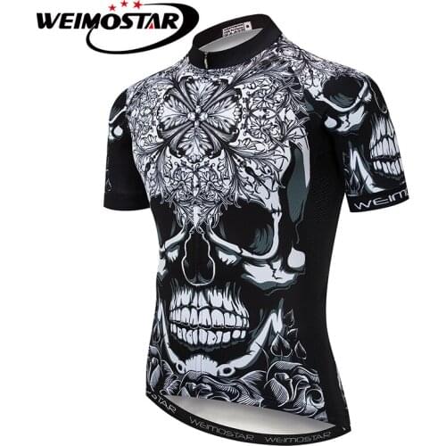 Weimostar Men Cycling Jersey Bike Jerseys roupa ciclismo MTB Professional clothing Uniform Cycling Clothing Skull Jersey