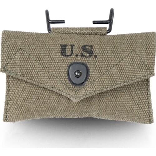 WWII US ARMY KOREAN M1942 FIRST AID KIT POUCH PURE RIBBON WITH HOOK