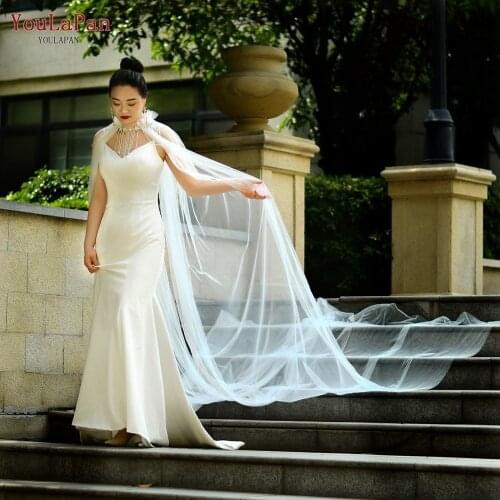 YouLaPan G03T Popular Wedding Shawl Bridal Shawl Cape Long Lace Wedding Cape Bridal Coat Jacket for Girl Marriage Accessories