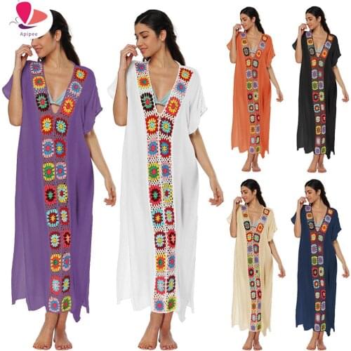 Women Beach Dress Cover-Ups Swimsuit Cover Ups 2021 Beachwear Bathing Suit Swim Cape for Woman Summer Tunic Saida Praia