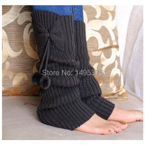 12pairs/lot women bowknot style Trim Crochet Knit Legwarmers Leg Warmers Boot Knee Sock