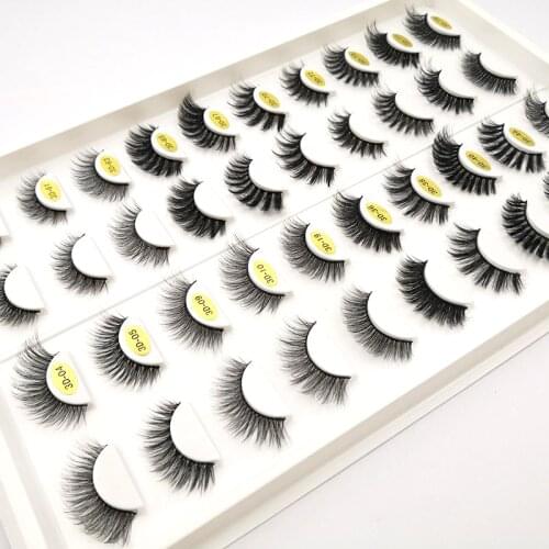 20PCS mix 3D false eyelashes natural long soft fake mink lashes 100% hand made vegetarian fiber eye make up Eyelash extension