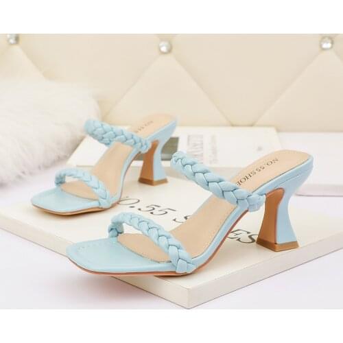 2021 New Womens sandals mid heel Sandals shoes women Square heel Sandalias Buckle Sandals High Heels Strap Sandals