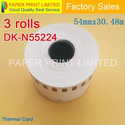 3 Refill Rolls Compatible DK-N55224 Label Non-Adhesive 54mm*30.48M Continuous Compatible for Brother Label Printer