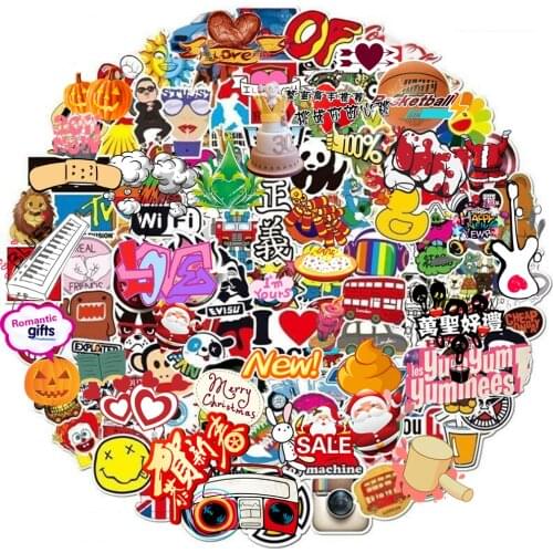 50Pcs Random Stickers Cartoon Toys Cool For Kids Children Luggage Notebook Laptop Motorcycle Graffiti Sticker Bomb Waterproof