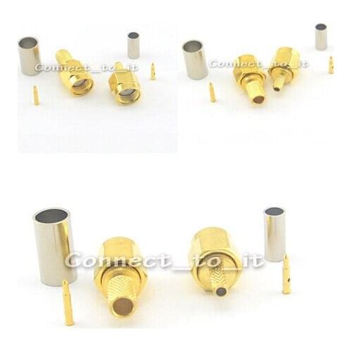 50pcs SMA Male for RG316 RG174 + SMA Male for RG58 goldplated connector