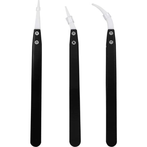 Anti-Static Ceramic Tweezers Electronic Cigarette Industrial Ceramic Tweezers with Insulated Pointed Straight Curved Tip
