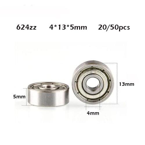 Free shipping 20/50PCS/LOT 624 624Z 624ZZ ball bearing 4*13*5 mm chrome steel bearing for 3D printer