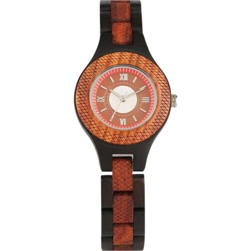 Elegant Small Dial Wood Watch Women Quartz Thin Wooden Band Ladies Watches Bangle Red Color Fashion Female Clock Gift for Girl