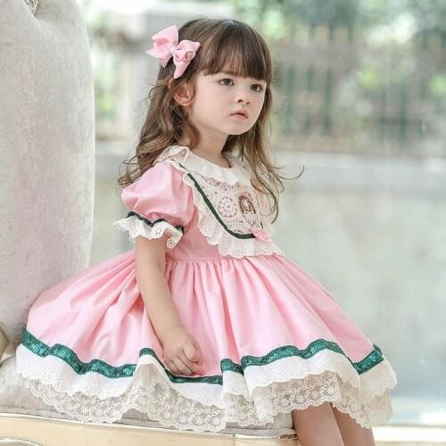 Baby Clothing Spanish Vintage Lolita Ball Gown Lace Stutching Birthday Party Easter Cute Princess Dresses For Girl