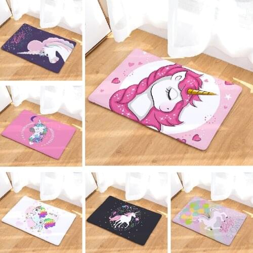 Unicorn Floor Mat Cartoon Printed Suede Rug Home Decoration Bathroom Bath Mat Toilet Carpet kitchen Carpet
