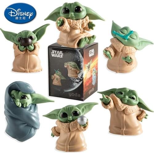 6pcs/set Baby Yoda Grogu Mandalorian Action Figure Toys 4-6cm Yoda Baby Anime Toy Collection Model Doll for Kids Kids Xmas Gifts