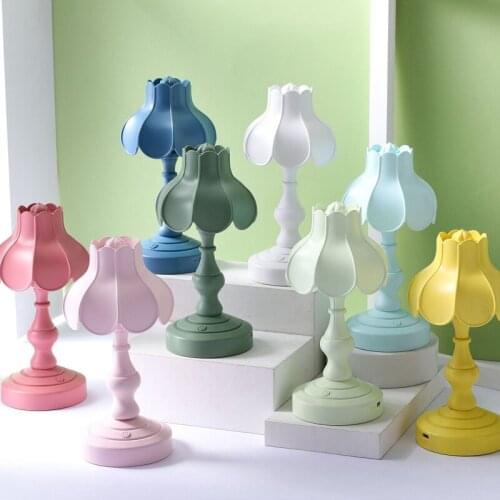 European Lotus Usb Charging Night Light Nostalgic Mediterranean Bedroom Bedside Lamp Led Mini Desk Lamp Living Room Decoration
