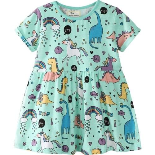 Funnygame Summer Cute Cotton Childrens Dresses Hot Brand Costume Cartoon Print Girls Princess Clothing Dress
